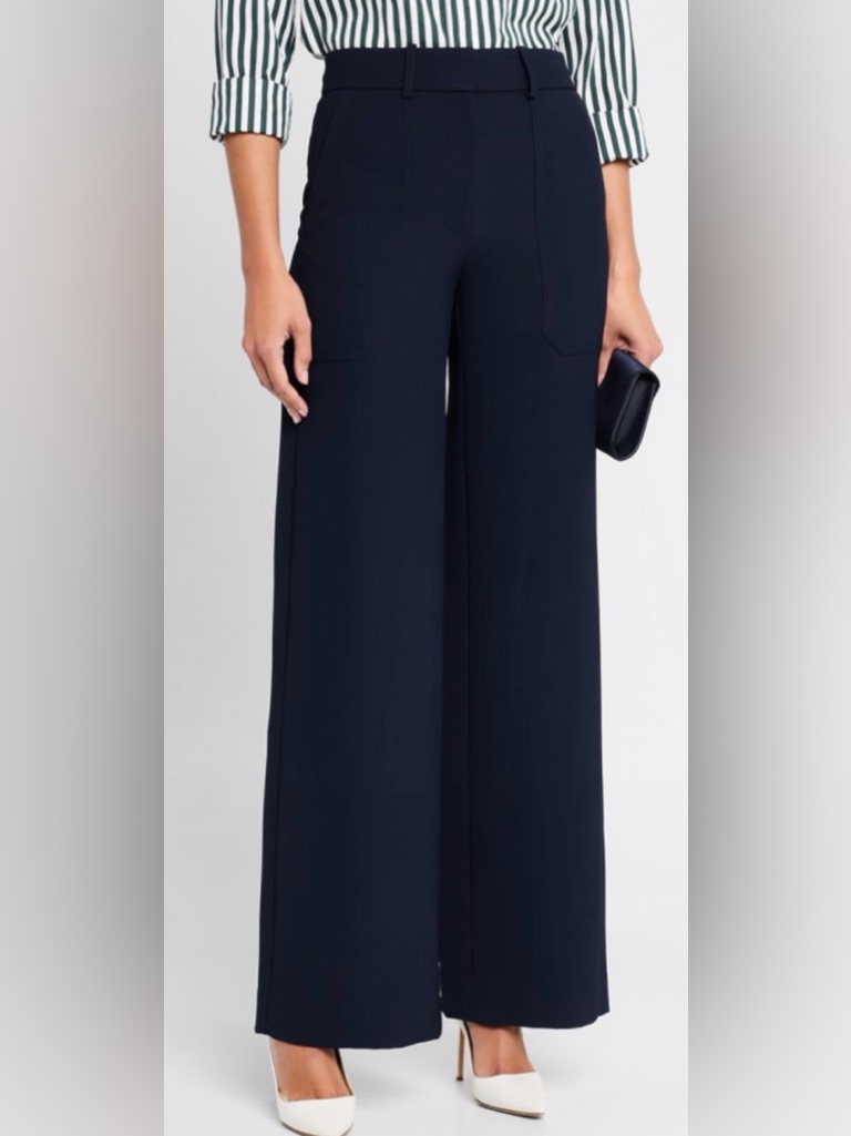 Veronica Beard Cole Wide-Leg Pants In Navy
